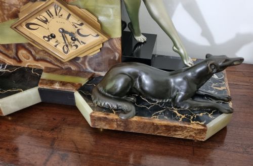ART DECO CLOCK LADY AND GREYHOUNDS BY URIANO - ADDITIONAL PHOTO 8