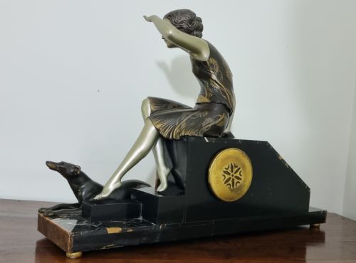 ART DECO CLOCK LADY AND GREYHOUNDS BY URIANO - ADDITIONAL PHOTO 10