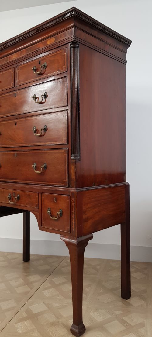 18TH CENTURY SATINWOOD INLAID MAHOGANY CHEST ON STAND - ADDITIONAL PHOTO 7