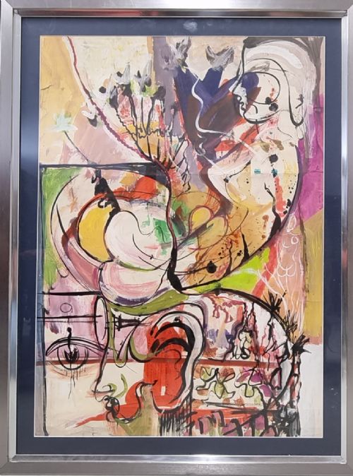 20TH CENTURY ABSTRACT PAINTING BY DEREK LATIMER SAYER FRAMED - ADDITIONAL PHOTO 2