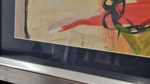 20TH CENTURY ABSTRACT PAINTING BY DEREK LATIMER SAYER FRAMED - ADDITIONAL PHOTO 3