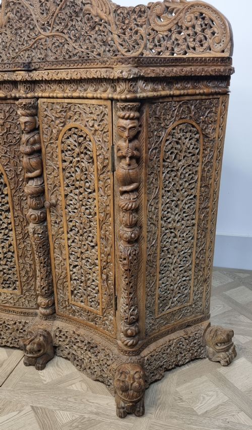 19TH CENTURY ANGLOINDIAN BURMESE CARVED CABINET - ADDITIONAL PHOTO 9