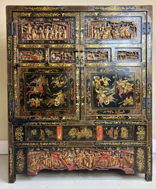 CHINESE LATE19THCENTURY INLAID BLACK LACQUER CABINET - ADDITIONAL PHOTO 7