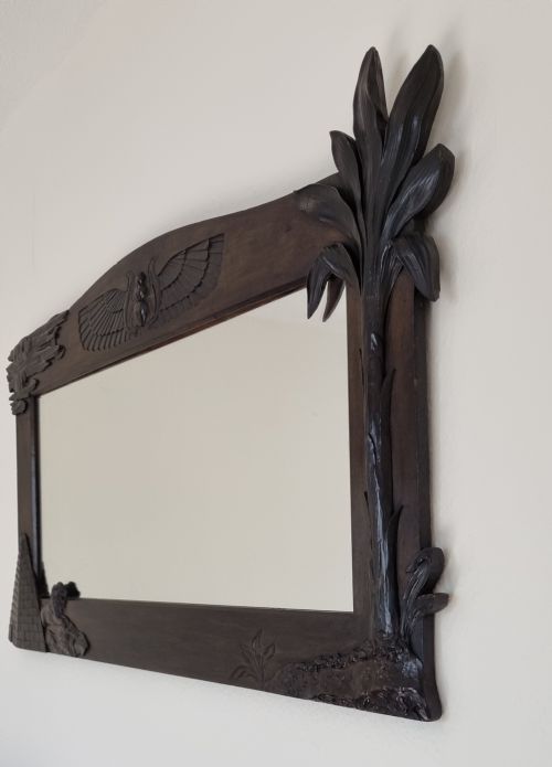 PAIR OF EGYPTIAN REVIVAL ART DECO WALNUT MIRRORS CIRCA 1920 - ADDITIONAL PHOTO 8