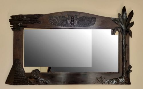 PAIR OF EGYPTIAN REVIVAL ART DECO WALNUT MIRRORS CIRCA 1920 - ADDITIONAL PHOTO 11