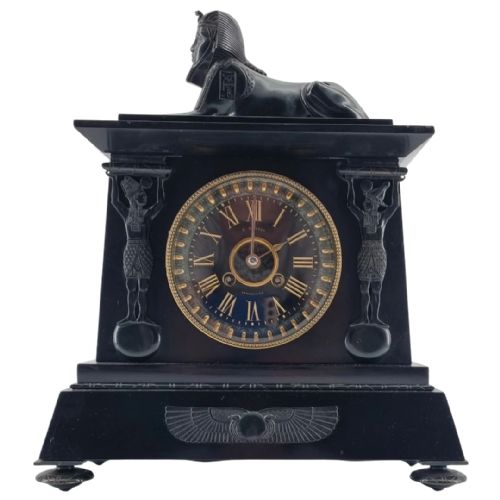19TH CENTURY EGYPTIAN REVIVAL MANTEL CLOCK BY D MUNSEY OF CAMBRIDGE C 1880S