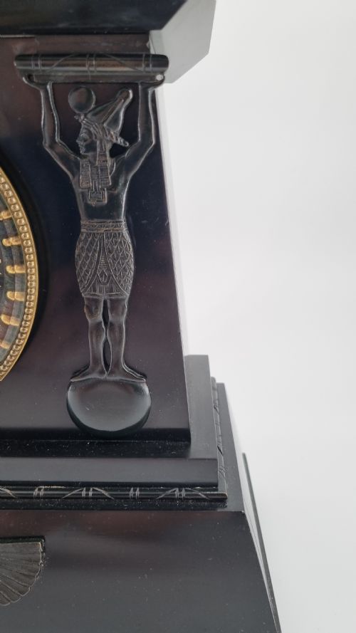 19TH CENTURY EGYPTIAN REVIVAL MANTEL CLOCK BY D MUNSEY OF CAMBRIDGE C 1880S - ADDITIONAL PHOTO 6