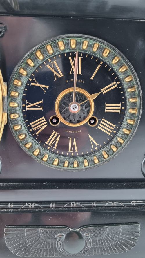 19TH CENTURY EGYPTIAN REVIVAL MANTEL CLOCK BY D MUNSEY OF CAMBRIDGE C 1880S - ADDITIONAL PHOTO 7