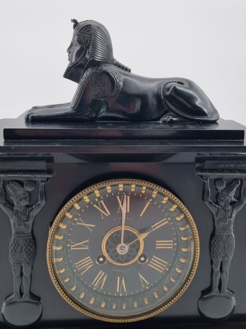 19TH CENTURY EGYPTIAN REVIVAL MANTEL CLOCK BY D MUNSEY OF CAMBRIDGE C 1880S - ADDITIONAL PHOTO 8