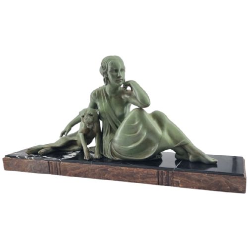ART DECO SCULPTURE NUDE LADY WITH PANTHER BY GODARD - ADDITIONAL PHOTO 8