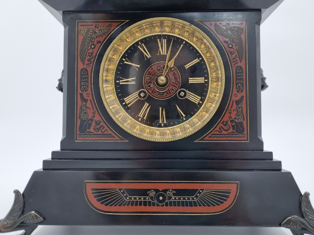 Egyptian Revival Mantel Clock with Bronze Sphinx - 19th Century  View VI