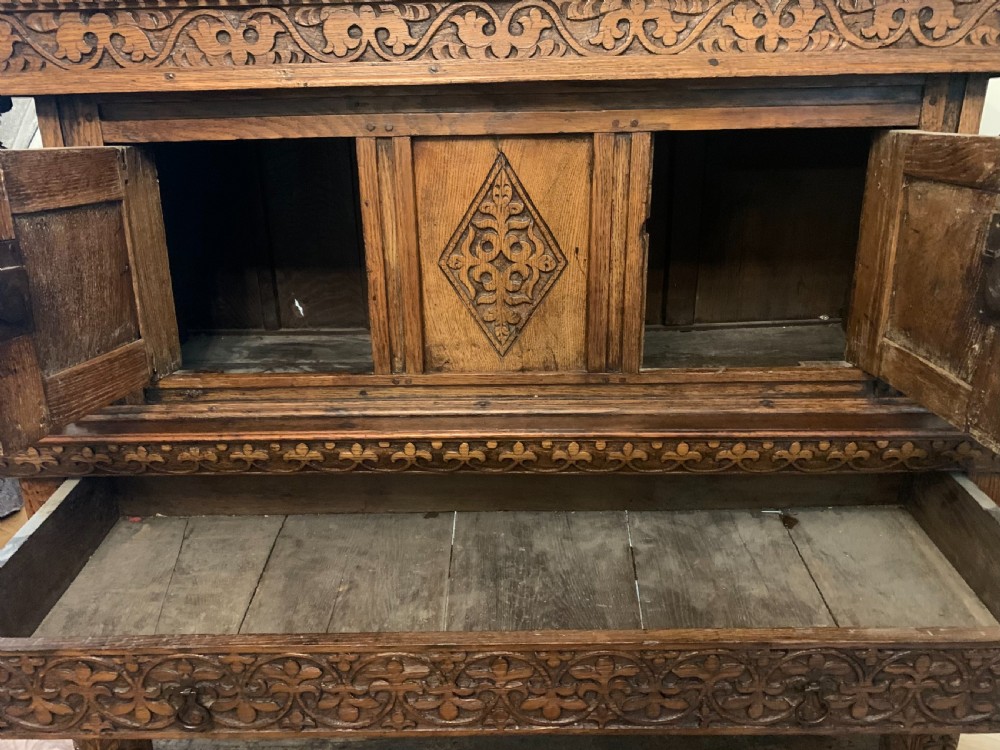 Late Elizabethan Joined Oak Livery / Court Cupboard View VII