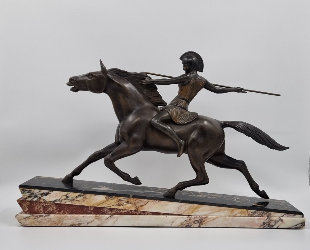 Art Deco Sculpture Amazon on a Horse by Melo View V
