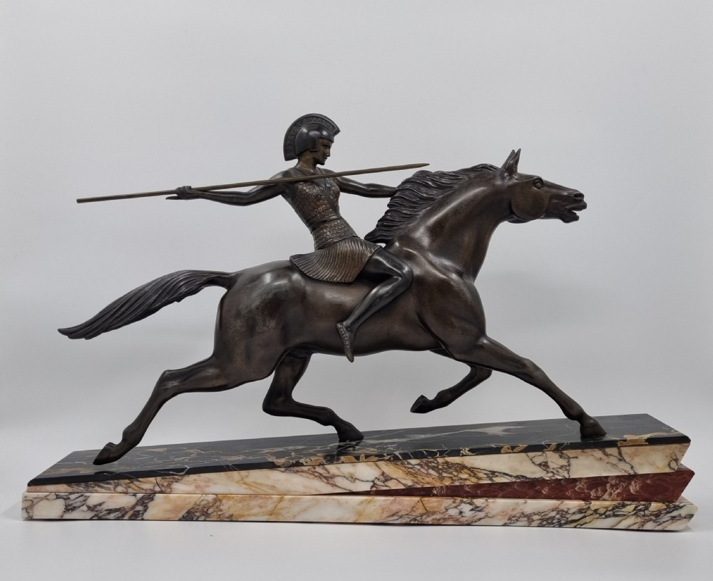 Art Deco Sculpture Amazon on a Horse by Melo View IX