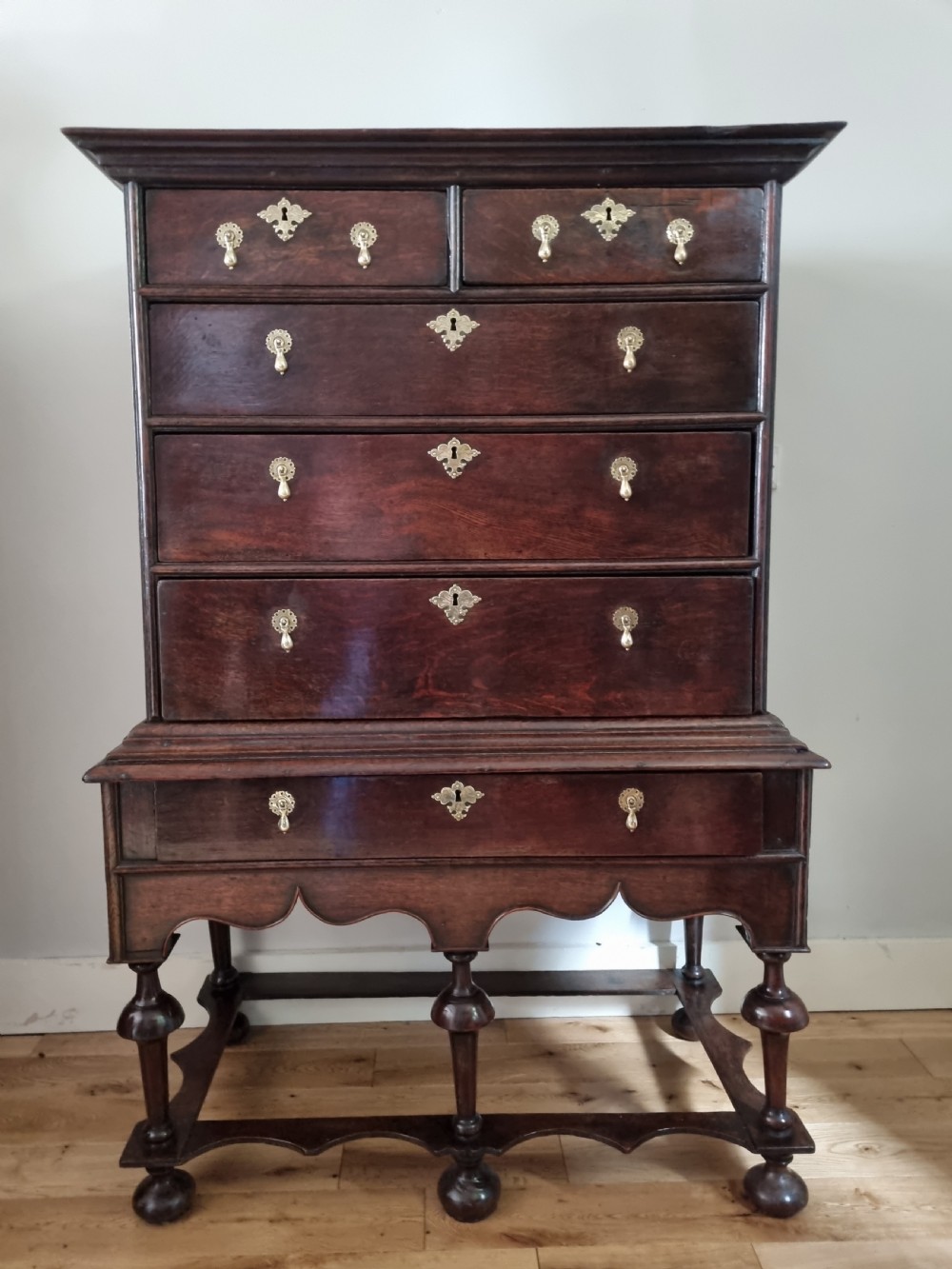 17th Century William and Mary Oak Chest on Stand Circa 1690 View II