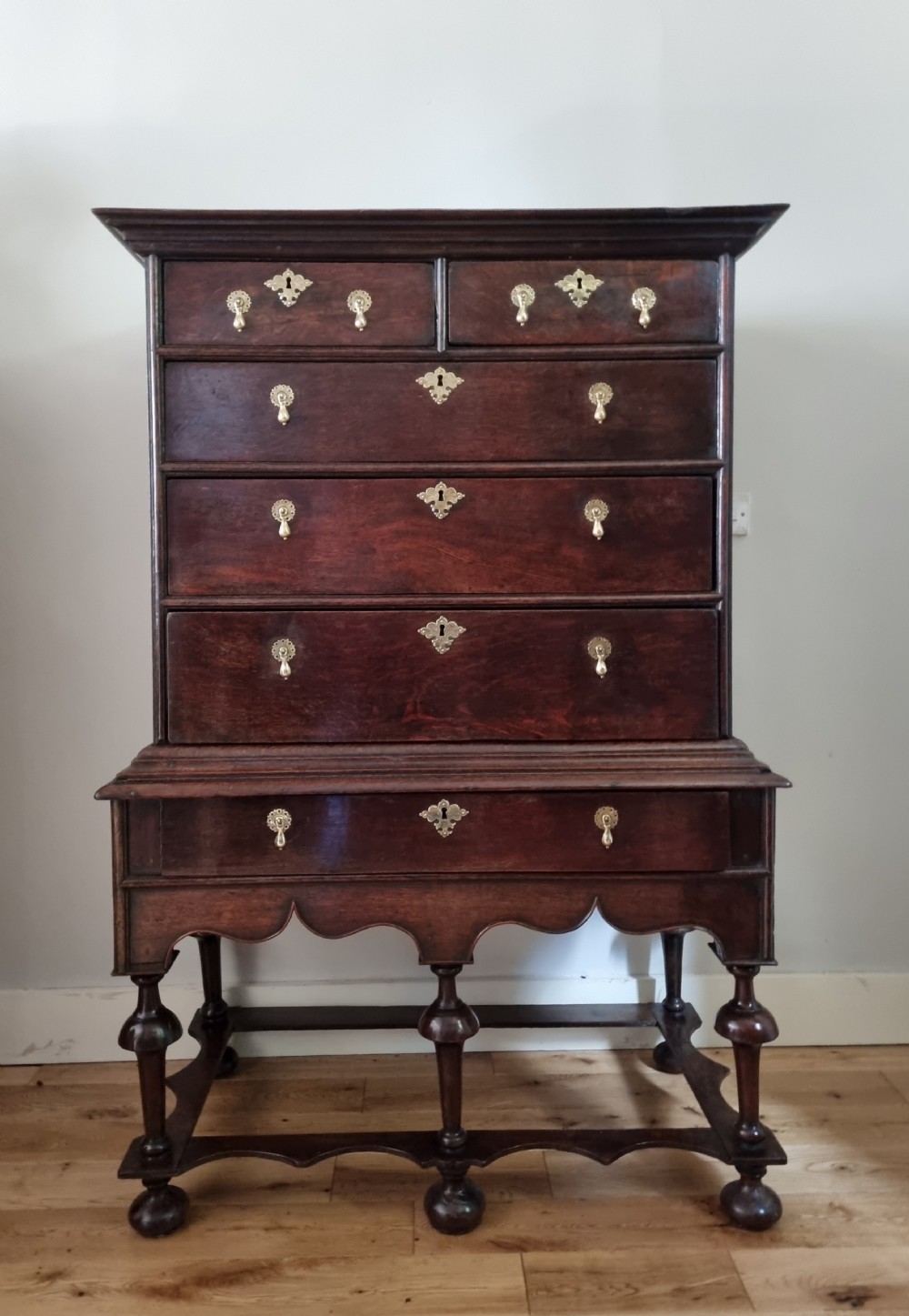 17th Century William and Mary Oak Chest on Stand Circa 1690