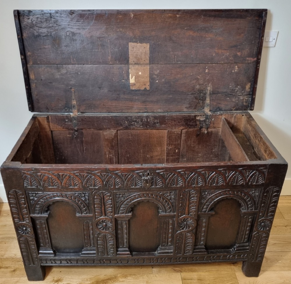16th Century Elizabethan Carved Oak Chest Coffer Circa 1580 View VII