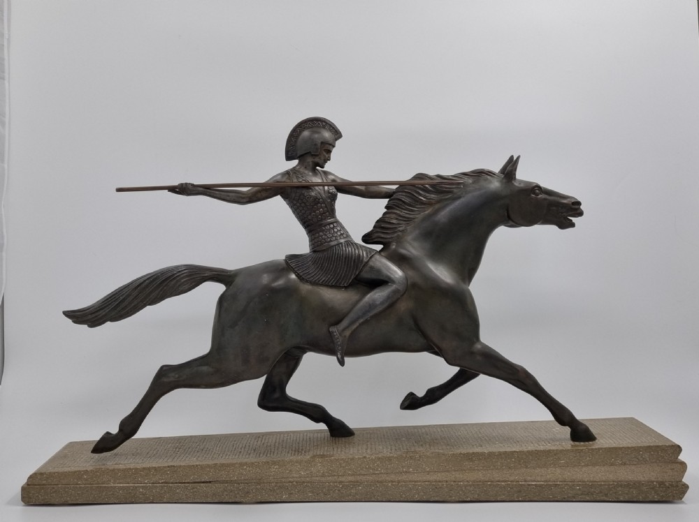 Art Deco Sculpture Amazon on a Horse by Melo View IX