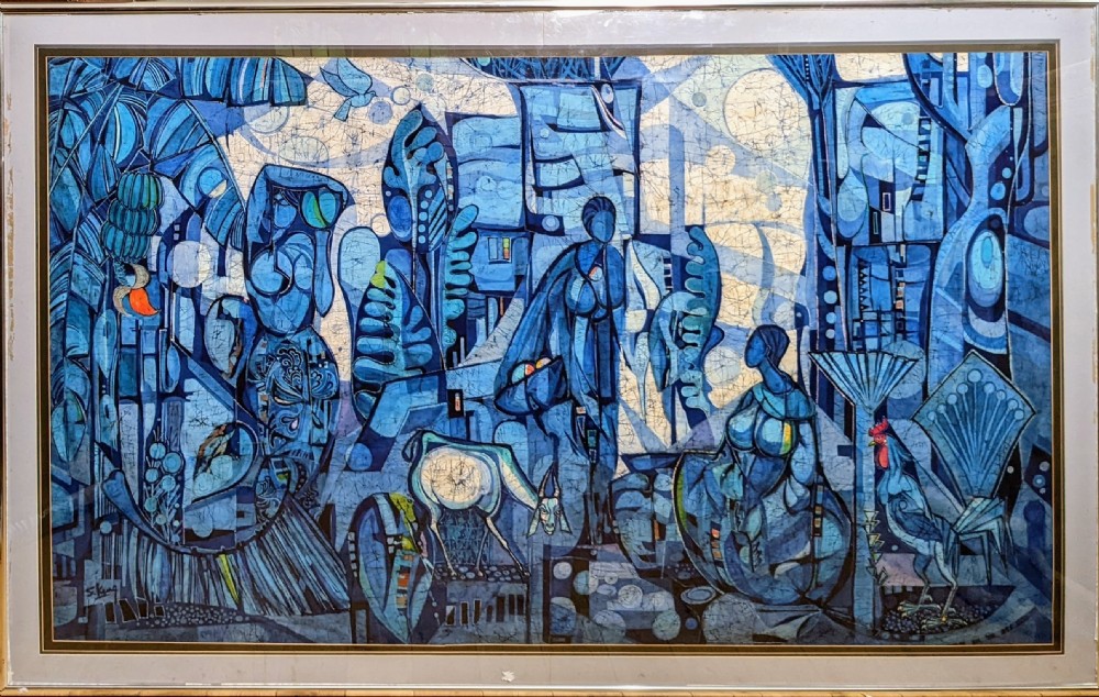 20th Century Large Abstract Batik Painting by Chuah Seow Keng (Malayasian, b. 1945) View VI