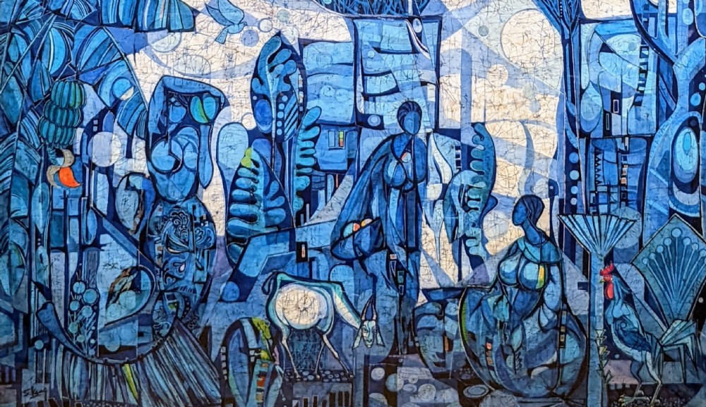 20th Century Large Abstract Batik Painting by Chuah Seow Keng (Malayasian, b. 1945) View VIII