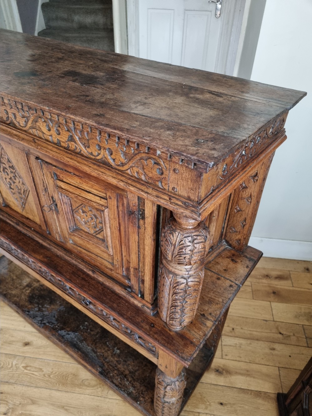 Late Elizabethan Joined Oak Livery / Court Cupboard View XI