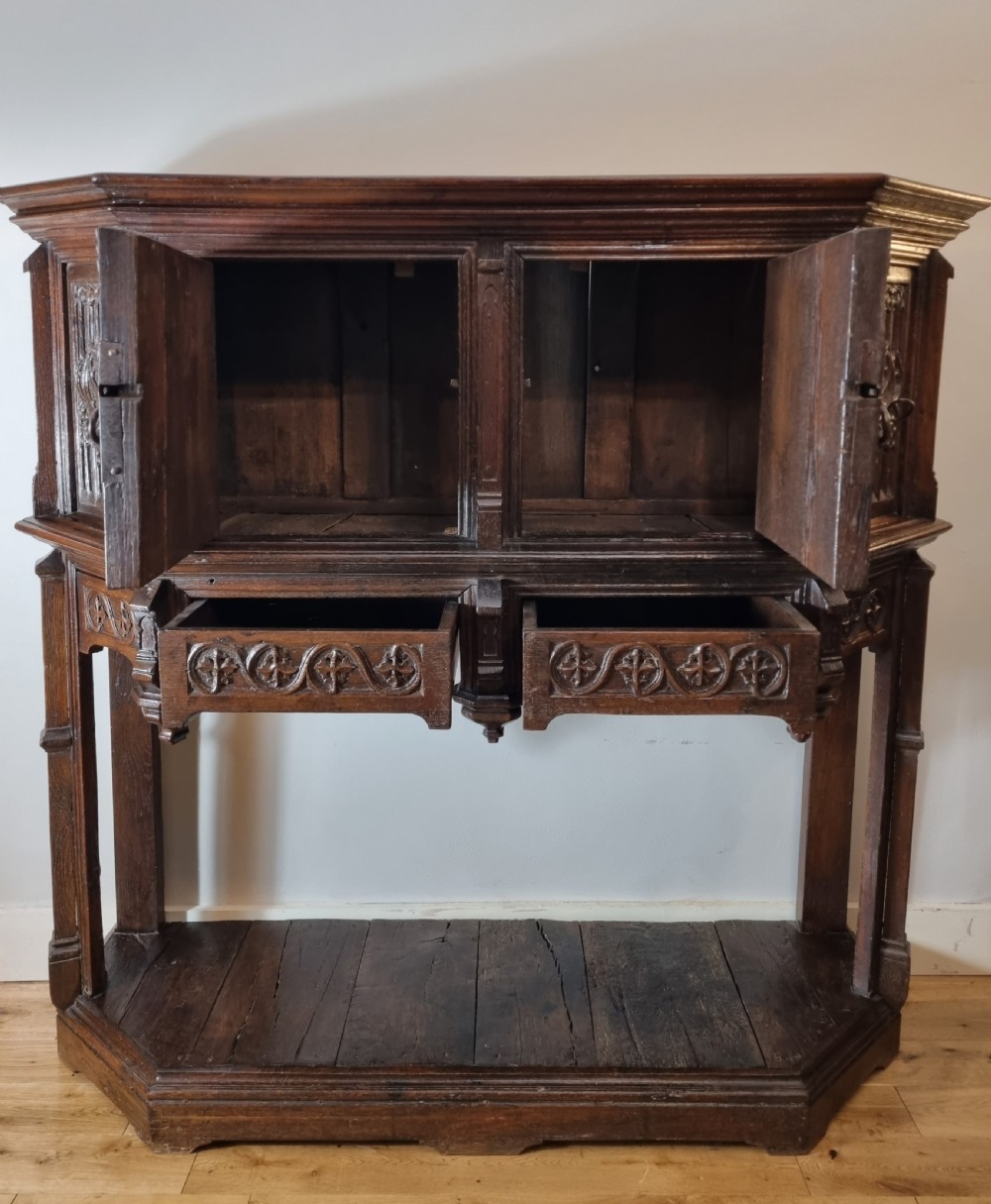 15th Century Gothic Oak Cupboard / Dressoir , French 1460 - 1500 View III
