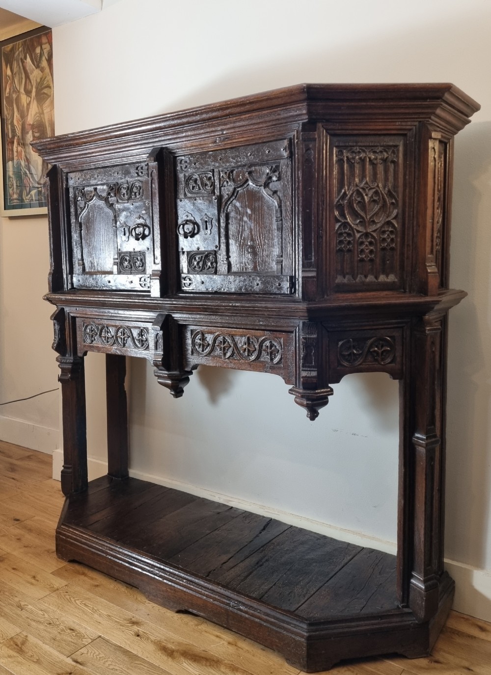 15th Century Gothic Oak Cupboard / Dressoir , French 1460 - 1500 View IV