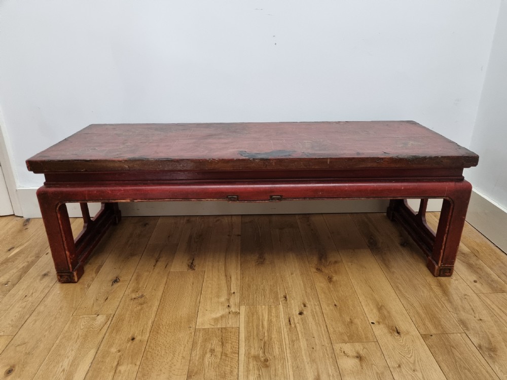 19th Century Red Lacquered Chinese Low Coffee Table View III