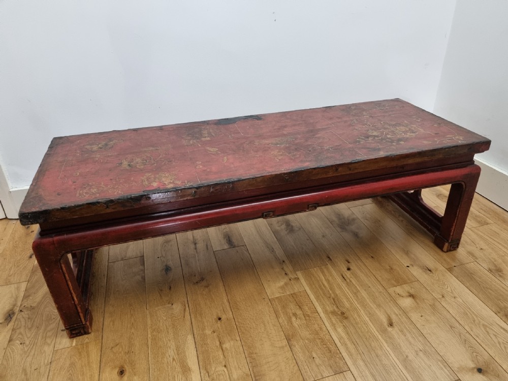 19th Century Red Lacquered Chinese Low Coffee Table View V