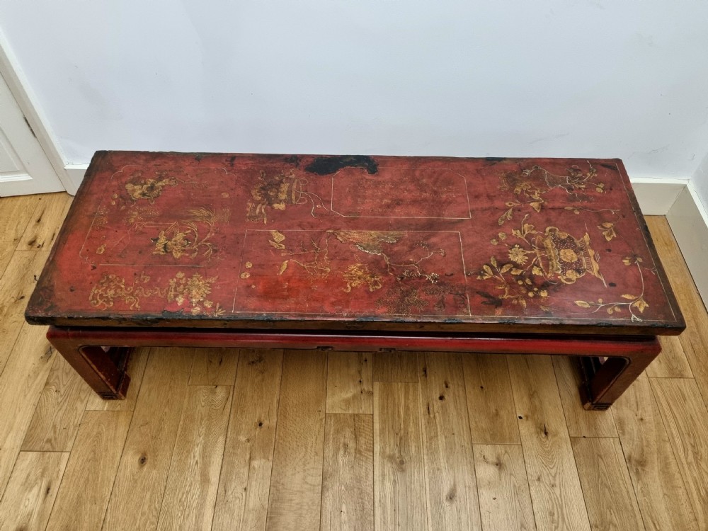 19th Century Red Lacquered Chinese Low Coffee Table View VII