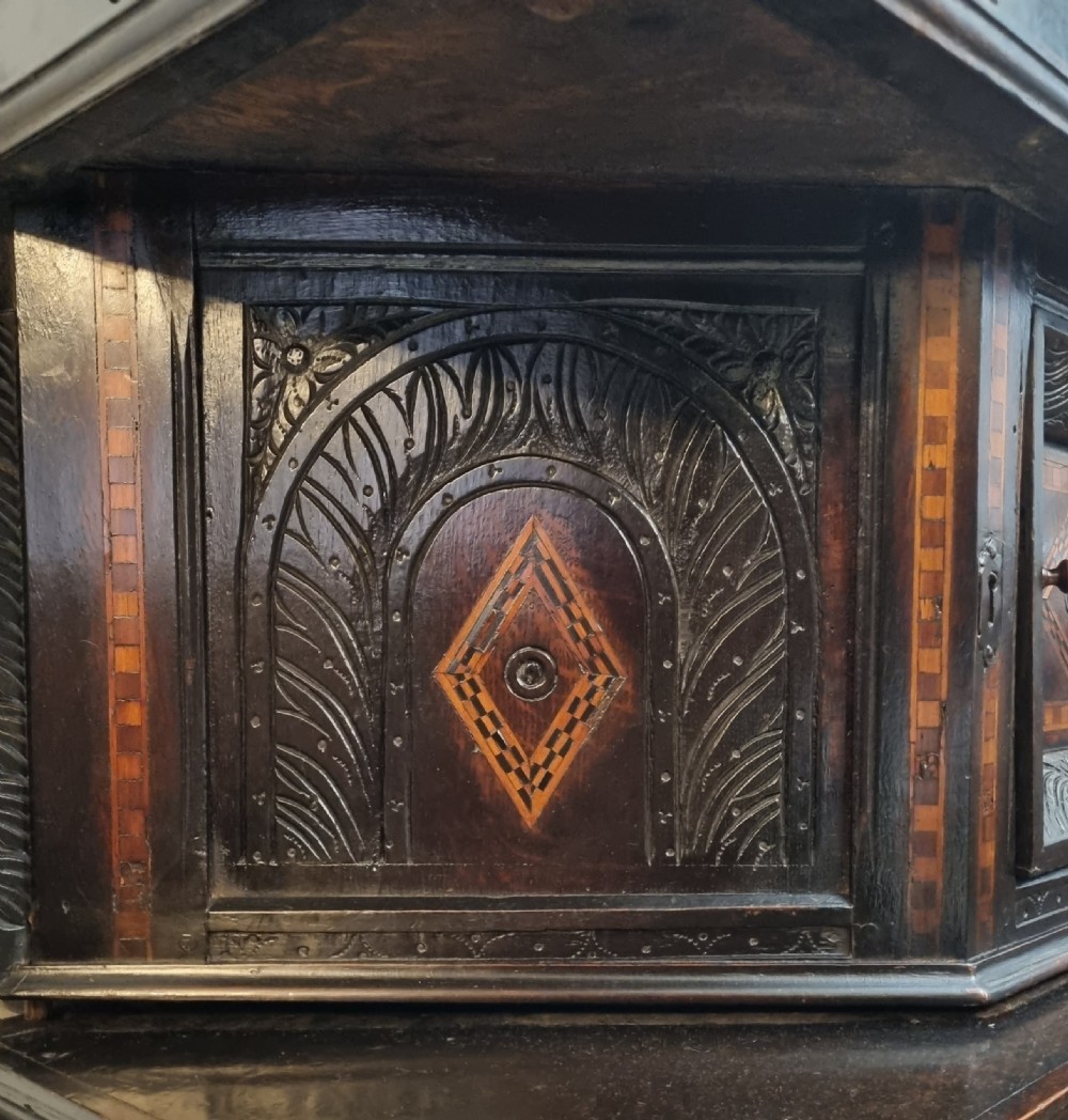 16th Century Elizabethan Inlaid Oak Livery Cupboard View II