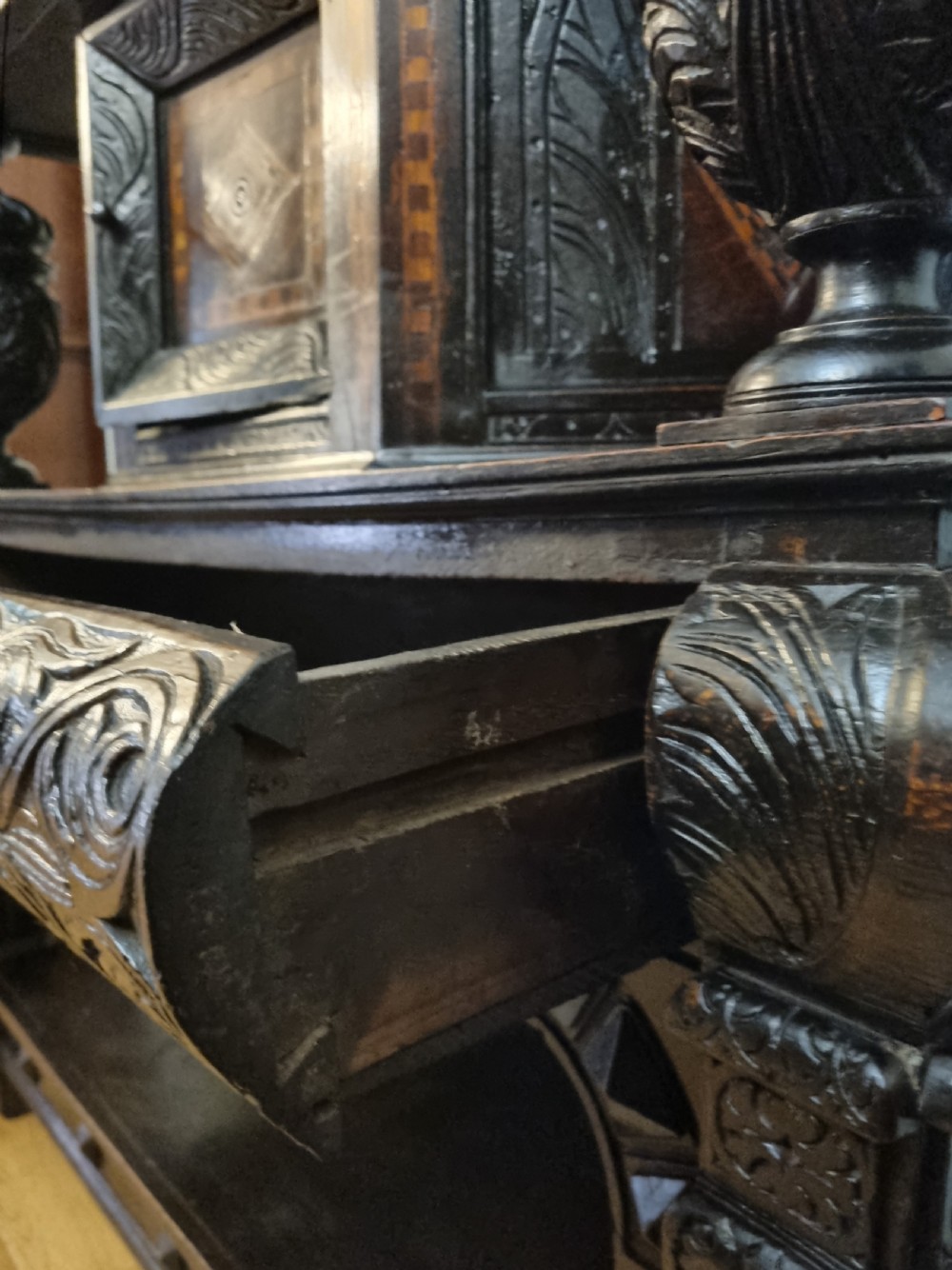 16th Century Elizabethan Inlaid Oak Livery Cupboard View V