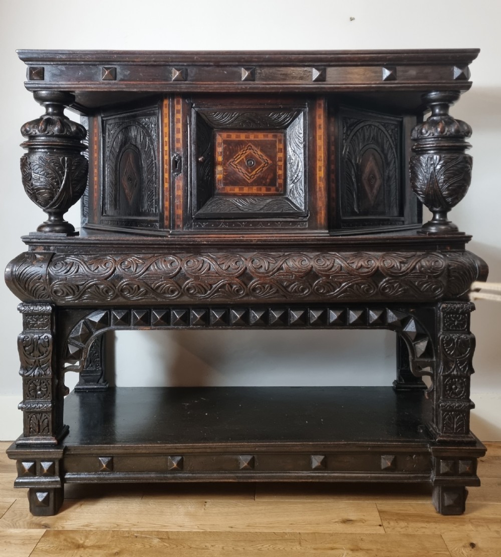 16th Century Elizabethan Inlaid Oak Livery Cupboard View XII