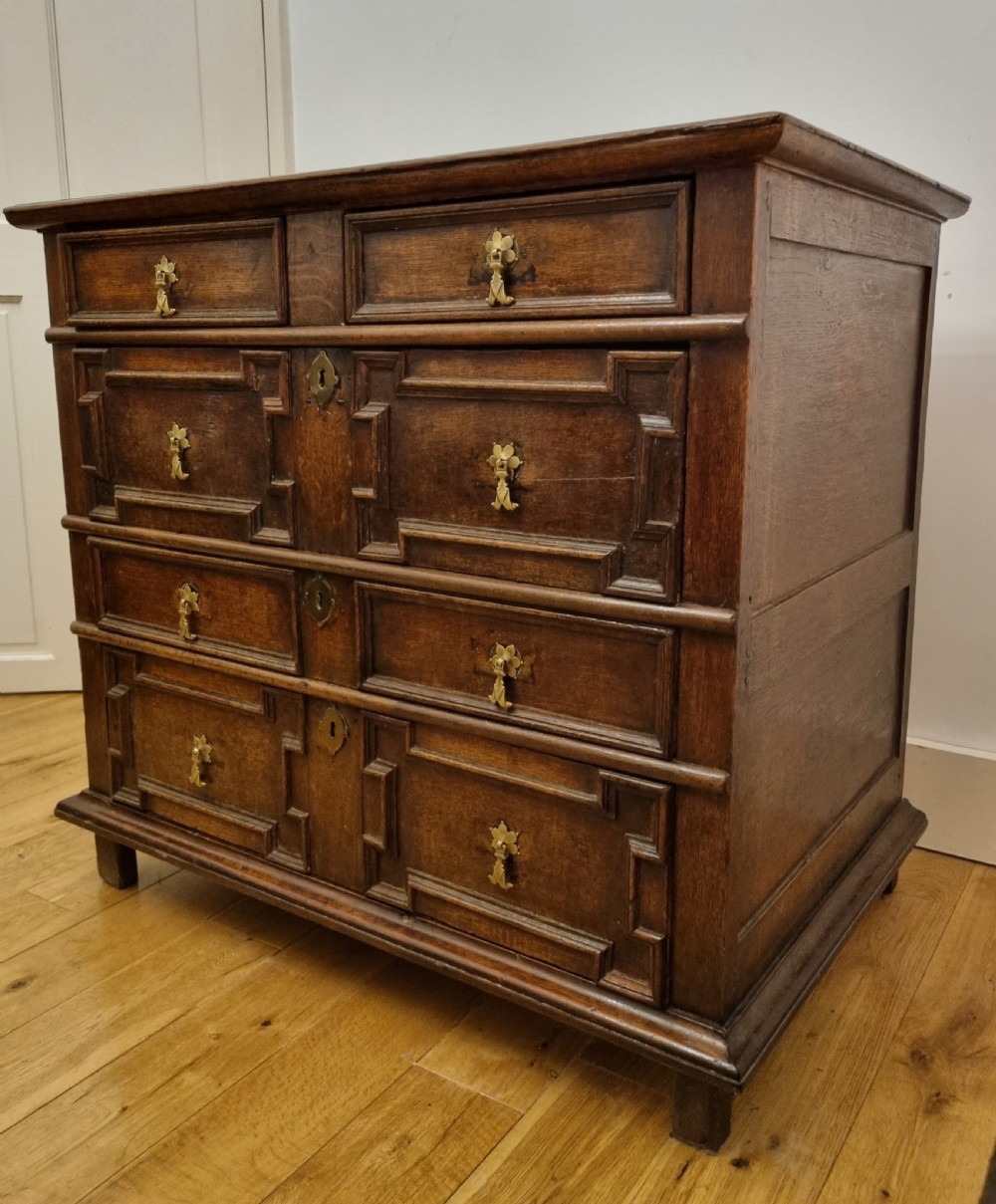 17th Century English Geometric Oak Chest of Drawers View VIII