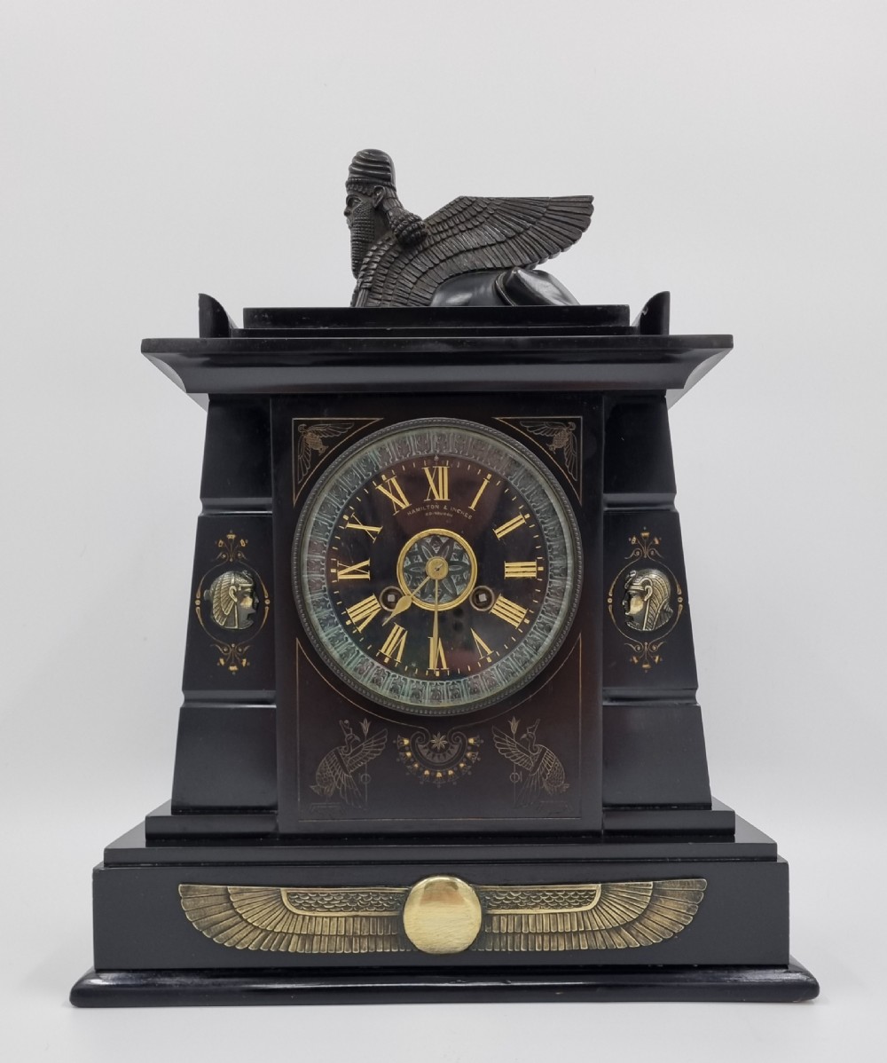 19th Century Egyptian Revival Clock by Hamilton and Inches Circa 1860 View III