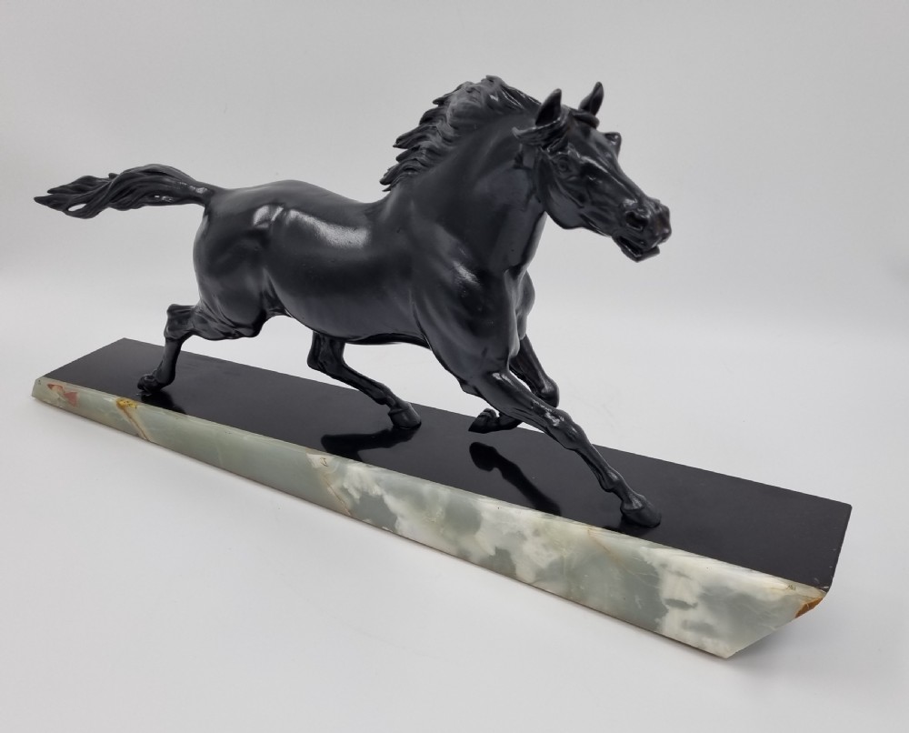 Art Deco Sculpture of Galloping Horse by Gonez Circa 1920s View IV