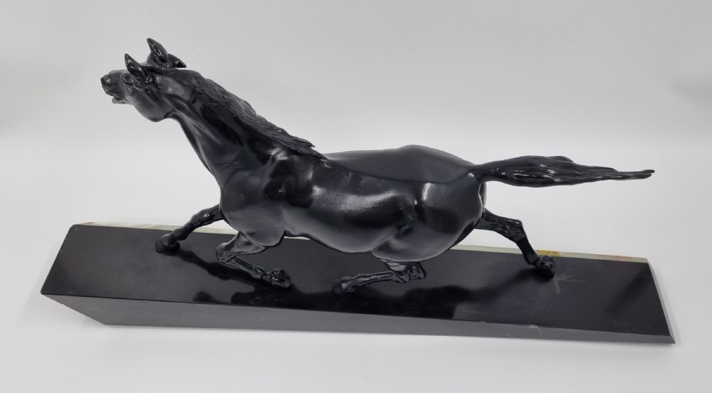 Art Deco Sculpture of Galloping Horse by Gonez Circa 1920s View VIII
