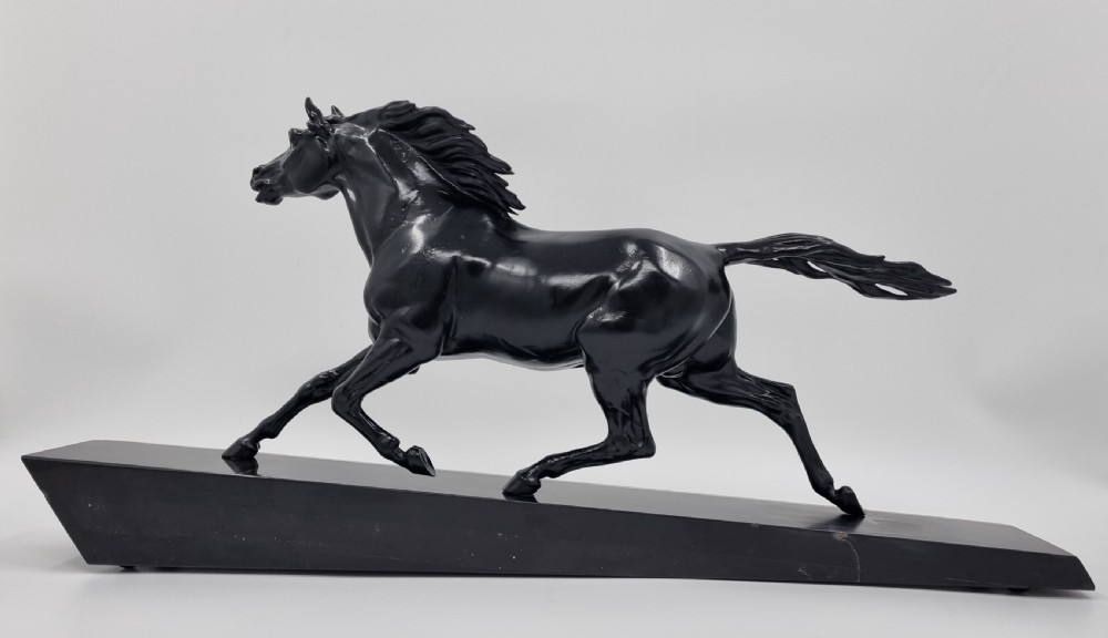 Art Deco Sculpture of Galloping Horse by Gonez Circa 1920s View IX
