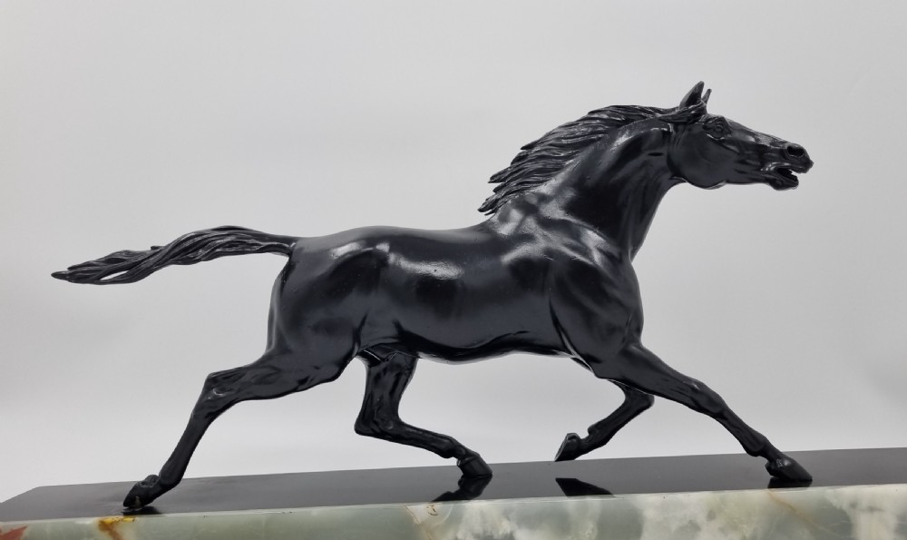 Art Deco Sculpture of Galloping Horse by Gonez Circa 1920s View X