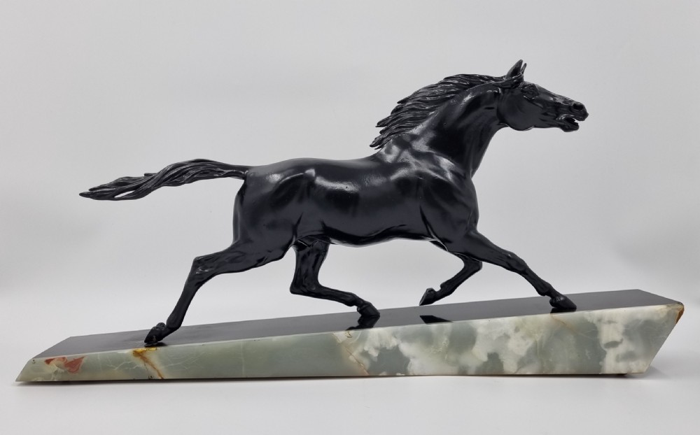 Art Deco Sculpture of Galloping Horse by Gonez Circa 1920s View XI