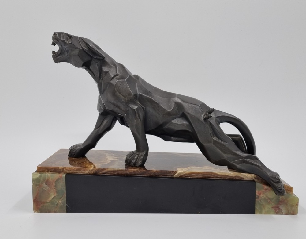 Art Deco Sculpture Cubist Panther By A Notari View VII