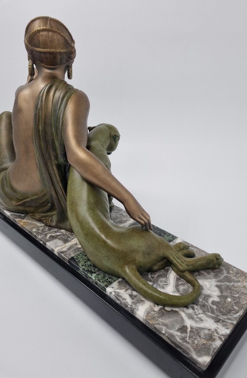 Art Deco Sculpture Nude with Panther by Godard C. 1920s View IX