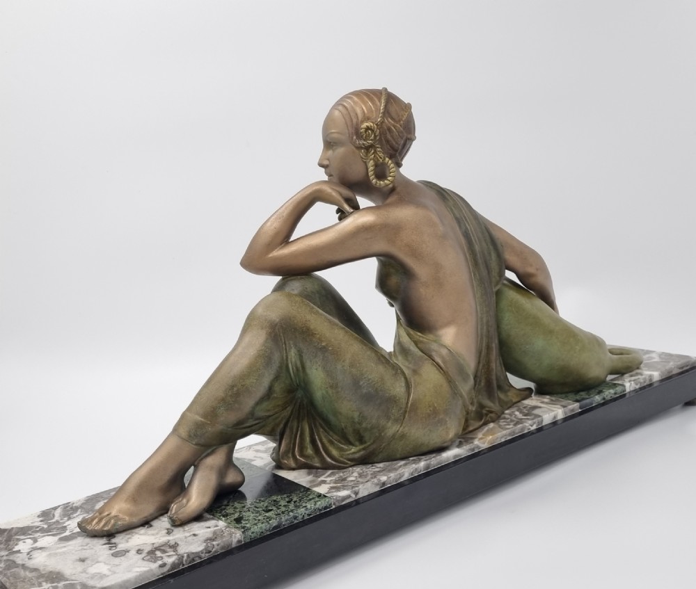Art Deco Sculpture Nude with Panther by Godard C. 1920s View XI