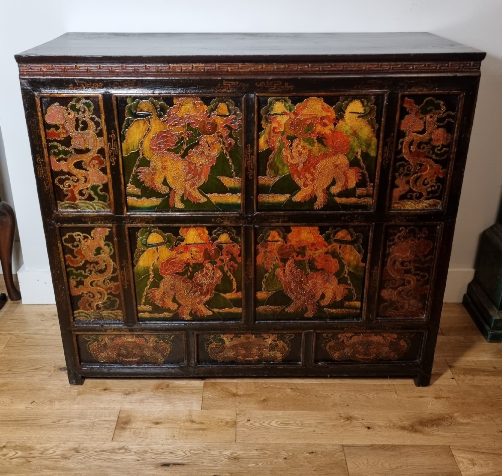 19th Century Tibetan Polychrome Painted Cabinet View VII