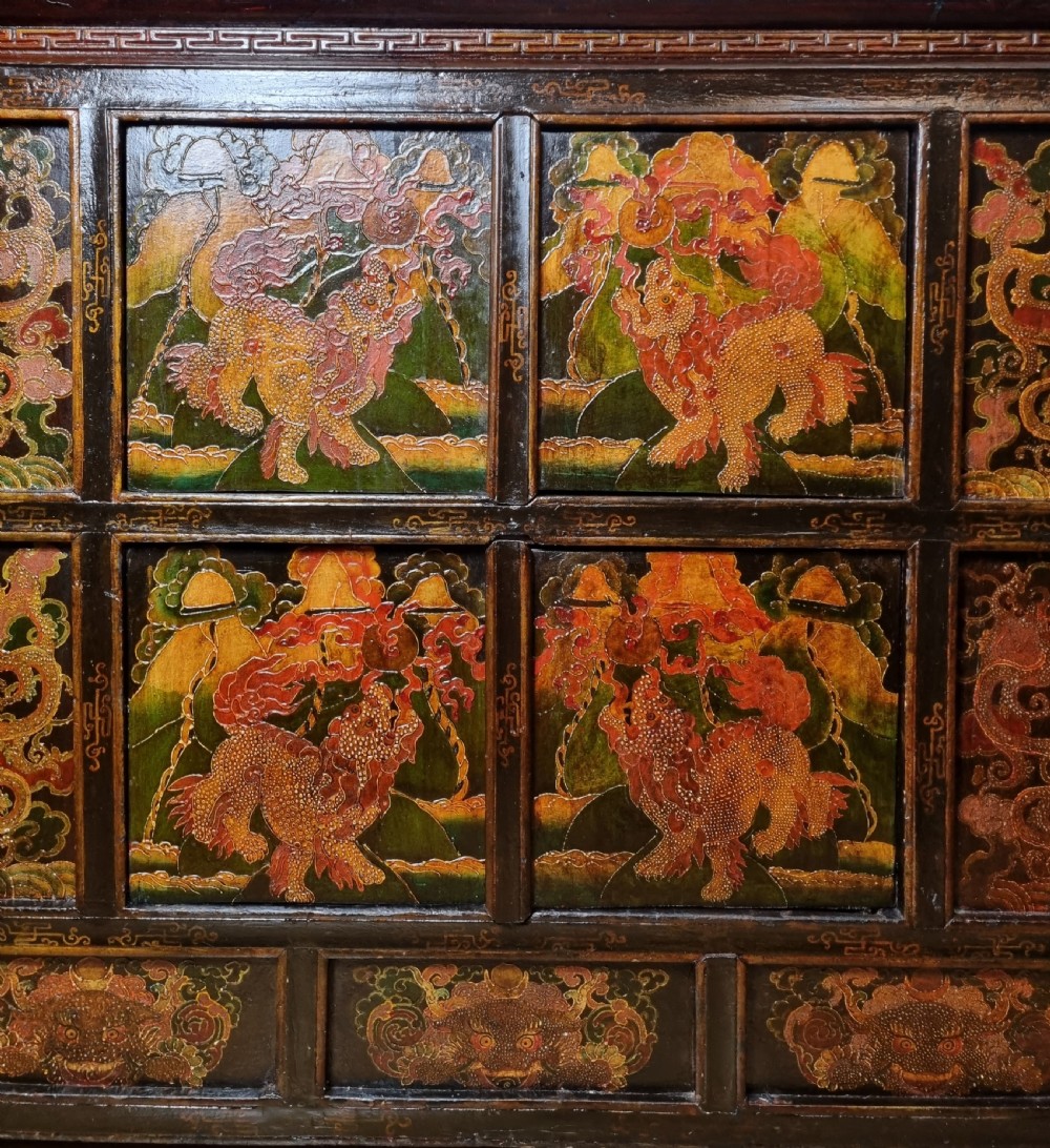 19th Century Tibetan Polychrome Painted Cabinet View IX