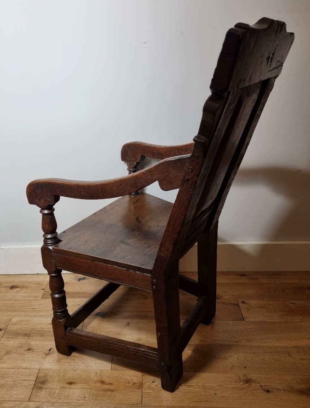 17th Century Charles II Oak Wainscot Armchair, Circa 1680 View III
