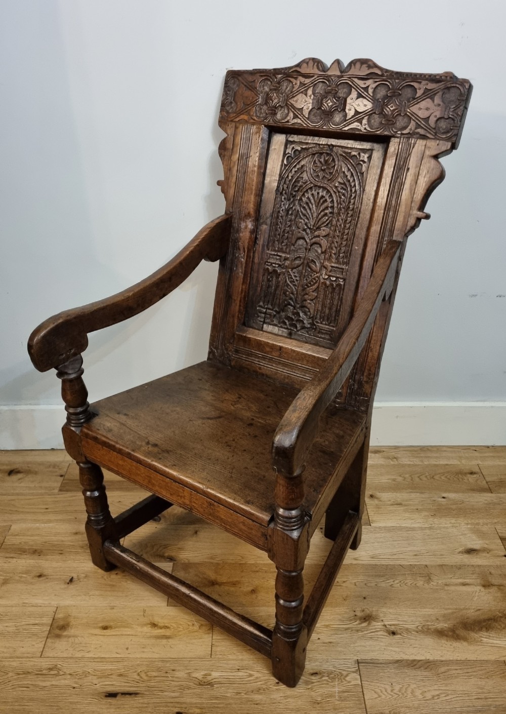 17th Century Charles II Oak Wainscot Armchair, Circa 1680 View IV