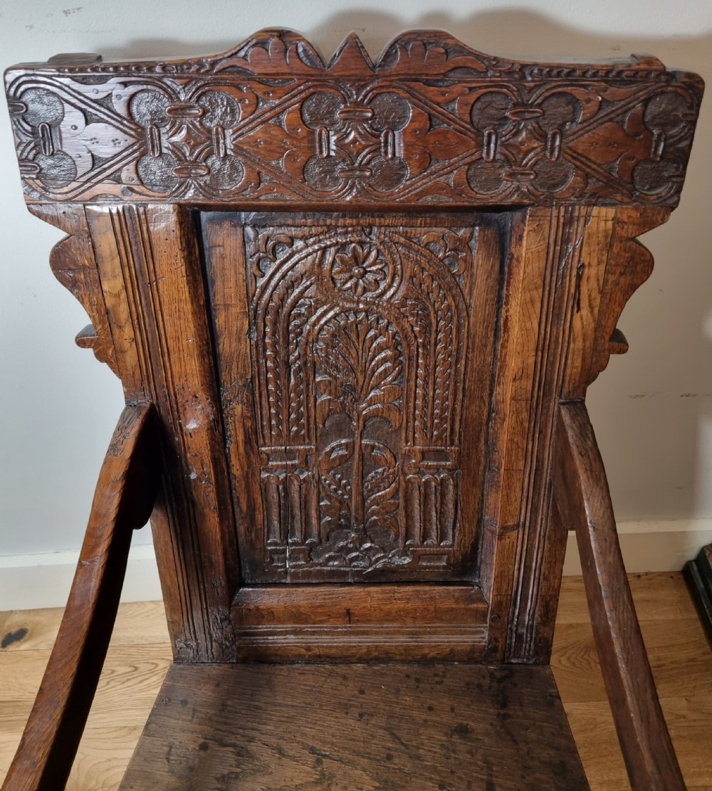 17th Century Charles II Oak Wainscot Armchair, Circa 1680 View IX