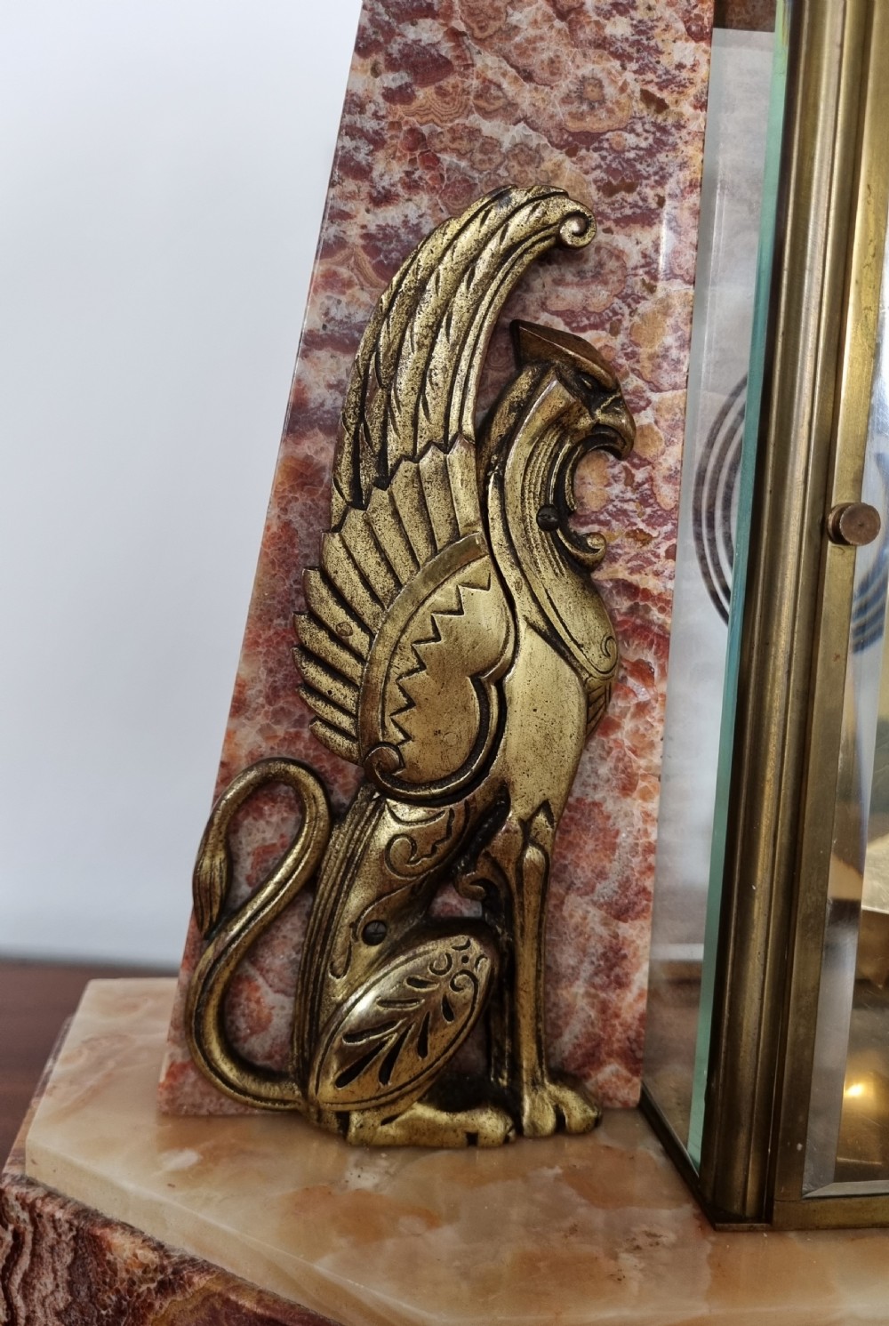 Art Deco Egyptian Revival Clock Set with Pair of Obelisks View V