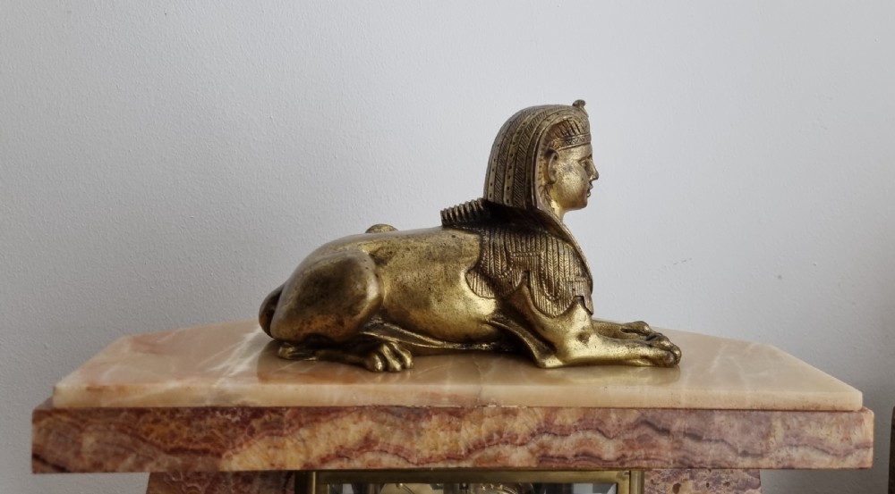 Art Deco Egyptian Revival Clock Set with Pair of Obelisks View XXII